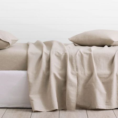 Sheridan Washed Linen Cotton Fitted Sheet Natural