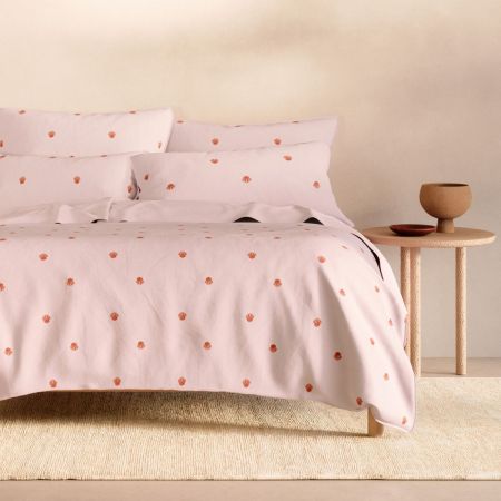 Bayley Shell Washed Percale Quilt Cover Set in Lychee