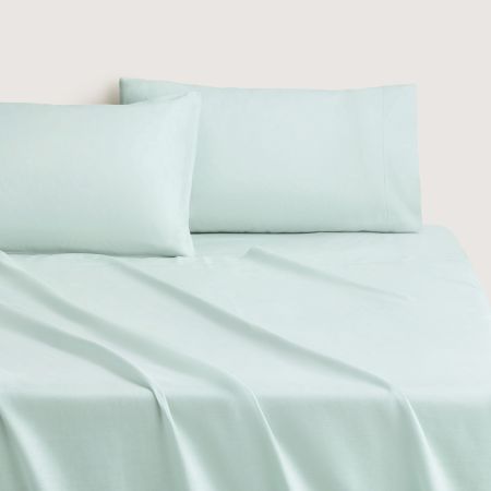 Sheridan Washed Linen Cotton Flat Sheet in Mintcream