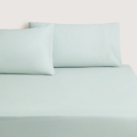 Sheridan Washed Linen Cotton Fitted Sheet in Mintcream