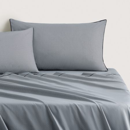 Classic Contrast Chino Sheet Set in Night Shadow