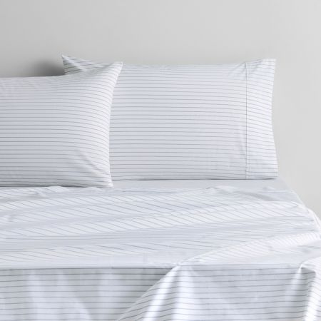 Everyday Cotton Stripe Sheet Set in Light Blue