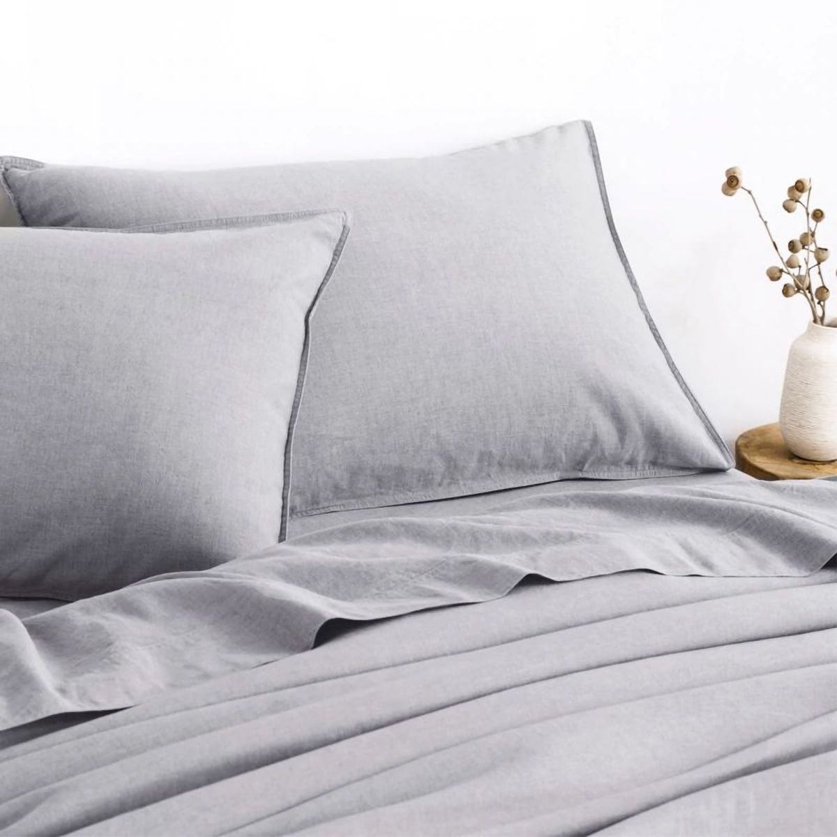 Grey linen pillow cases store